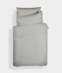 Bianca Plain Dyed Silver - Juego de edredón (140 x 220 + 65 x 65 cm)