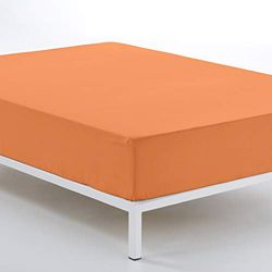 Juego de sábanas de algodón orgánico de 200 hilos, color néctar. Cama de 200 cm (4 piezas)