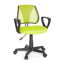 hjh OFFICE 725108 KIDDY krzesło obrotowe dla dzieci i młodzieży z materiału siatkowego CD, zielone oparcie z regulacją wysokości, krzesło z podłokietnikami
