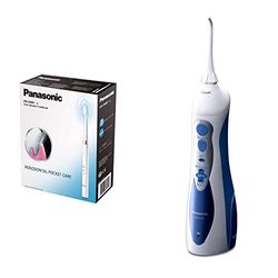Panasonic - Personalcare EW-DM81-W503|Brosse à Dents Électrique - 2 modes de brossage 30 min d'autonomie Blanc & Jet dentaire - Système AIR + EAU 3 puissances réglables 1 canule Sans fil Blanc et bleu