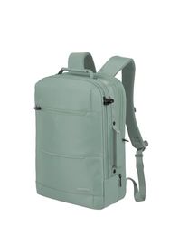 travelite Mochila de equipaje de mano, mochila para ordenador portátil de 15,6 pulgadas, mochila de viaje de material reciclado con compartimento de seguridad, 46 cm, Verde Sage