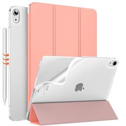 MoKo Funda para iPad Air 11 Pulgadas 7ª/6ª Generación, M3/M2 2025/2024, iPad Air 5ª/4ª Gen 10,9" 2022/2020, Funda Trasera Translúcida Esmerilada TPU Blando, Auto Activación/Reposo,Albaricoque Naranja