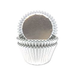 Anniversary House 45 Silver Foil Cupcake Cases for Baking, Baking Cups in Heavy Duty Greaseproof Paper, J173