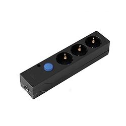 SIMON BRICO Base múltipla multifix, tomada plana, 3 tomadas de 16 A, ladrão de tomadas com tomada de terra e interruptor de luz, 250 V, 3680 W, cor preta