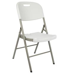 Perel Witte klapstoel voor binnen en buiten, kunststof, ruimtebesparend, ideaal voor evenementen, feesten en catering, met stalen frame en weerbestendige zitting