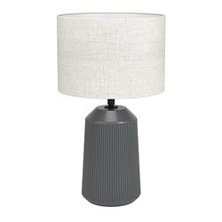 EGLO Lampada da tavolo Capalbio, lampada da comodino con paralume in tessuto, ceramica in grigio e tessuto beige, lampada da tavolo per il soggiorno e la camera da letto, attacco E27