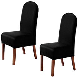 Set de 2 fundas de sillas con respaldo redondo antimanchas ALBA Negro