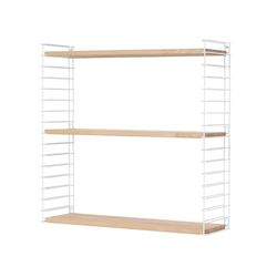 Estantes modulares de madeira e branco. Dimensões: 70 x 21 x 68 cm