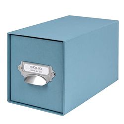 Rössler Papier 1327452150 - S.O.H.O. Boîte de rangement pour CD, avec étiquette inscriptible et poignée, Denim, 1 pièce
