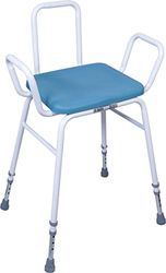 Aidapt Multi Use Perching Stool Comfy,Wipe Clean PU Seat.Height Adjustable with Arms,Integral Backrest,Non-Slip Ferrules,Safety,Elderly,Recovery from Hip Surgery.Delivered Assembled,NO TOOLS REQUIRED