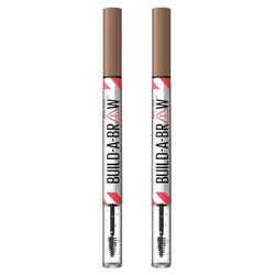 Maybelline New York Penna e Gel Sopracciglia 2-in-1, Per Sopracciglia Piene e Naturali, Tenuta Fino a 24H, Waterproof, Formula Vegana, Build A Brow, Tonalità: Soft Brown, Confezione da 2