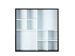 Inter Link - Vitrine - Wandvitrine - Vitrinekast - Verzamelvitrine - Glasloze vitrine - Wandplank - 10 vakken - Collector - Decem - MDF zwart/wit - 70 x 13 x 70 cm