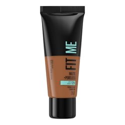 MAYBELLINE New York Fit Me, Matte and Poreless, base fluída para pele normal a oleosa, cor 352 cacau, 30 ml
