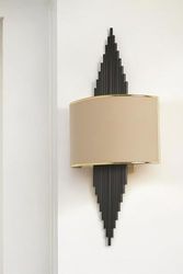 Opviq Elegante lámpara de pared con cuerpo de metal y tapa de tela, 65 cm de altura, negro y beis, 1 LED de 3,15 W, funciona con batería, IP20, perfecta para decoración moderna