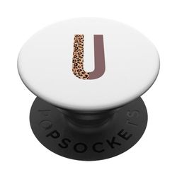 Lettera U iniziale dell'alfabeto monogramma Boho Leopard viola PopSockets PopGrip Intercambiabile