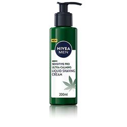 NIVEA MEN Sensitive Pro Ultra Calming Liquid Shaving Cream (200 ml), Shaving Cream Enriched with Hemp Seed Oil and Vitamin E for Stress-Minimising Face Care