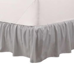 Martex Full Ruffle Bed Skirt | Easy Fit Bed Skirts | Microfiber Bed Skirt | 15 Inch Drop | Hotel Quality Bedskirt | Gray
