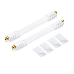 conecto CC50243 Passante per finestra Premium per cavo SAT coassiale (accoppiamento a F con giunto a F, placcato in oro) con pastiglie adesive, 20cm, bianco (2 pezzi)