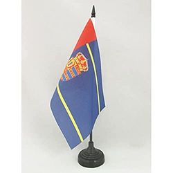 AZ FLAG - Drapeau De Table Mostoles 21x14 cm - Petit Drapeau De Mostoles De Bureau 100% Polyester Avec Hampe De 25cm Et Socle En Plastique Noir