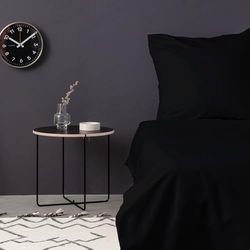 Nuit Des Rêves Parure de lit Double en Satin de Luxe (200 x 200 cm), Noir, 100% Satin de Coton, Nombre de Fils 210, avec 2 taies d'oreiller, Lavable en Machine à 30 °C