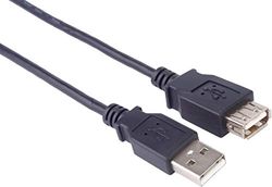 PremiumCord USB 2.0 Extension Cable 20 cm, Data Cable High Speed up to 480 Mbit/s, Charging Cable, USB 2.0 Type A Female to Male, 2x Shielded, Colour Black, Length 20 cm