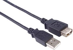 PremiumCord Rallonge USB 2.0, Câble de Données Jusqu'à 480 Mbit/S, Câble de Charge, USB 2.0 Type A Femelle vers Mâle, 4 Broches, 2 Blindages, Couleur Noir, Longueur 1 m