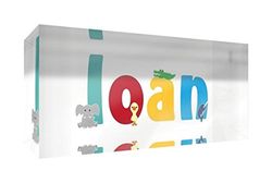 Little Helper recuerdo decorativo de acrílico transparente pulido como diamante estilo illustratif pintado con el nombre de joven niño Loan 5 x 15 x 2 cm pequeño