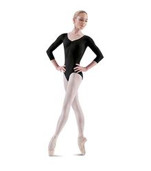 Bloch Dance Ballon Body da donna con maniche a 3/4, pizzico fronte/retro, nero, S