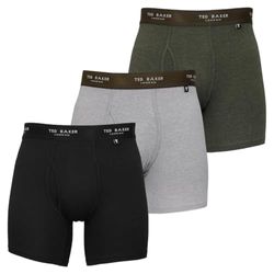 Ted Baker Set van 3 katoenen boxershort, Zwart/Grijs Heather/Park, S