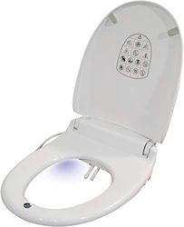 E Loo Toilet Seat with Bidet Cleaning featuring a Warm Air Dryer, Night Light and Heated Seat Comfort Function for Oval Seat