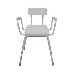 NRS Healthcare Malvern Adjustable Height Perching Stool - Moulded Arms and Padded Backrest (Eligible for VAT relief in the UK)