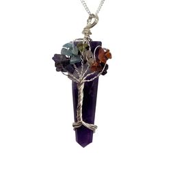 VIE Naturals Tree of Life 7 Chakra Pendant, Amethyst