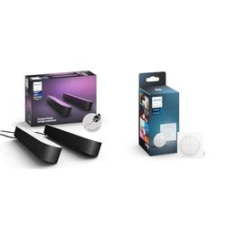 Philips Hue -Kit Inicio Barras Hue Play, Sincroniza Luz Blanca y de Colores con el contendio & Interruptor Tap blanco instalación sin cables, Bluetooth, Compatible con Alexa y Google Home