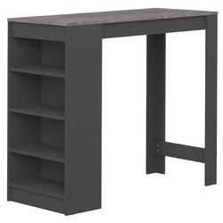 TEMAHOME Aravis stolik barowy czarny i cementowy, 115 x 50 x 102,7 cm
