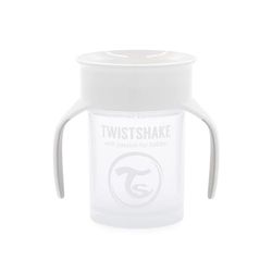 TWISTSHAKE 360 Cup Vaso Antiderrames Entrenamiento con Asas Bébé 230 ml, Borde a Prueba de Derrames de 360°, Ergonómicas Vasos con Boquilla, Taza de Aprendizaje, Sin BPA, 6+ Meses, Blanco