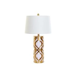 DKD Home Decor Lámpara de mesa Blanco Dorado PVC Metal 60 W 220 V 40,5 x 40,5 x 74,5 cm
