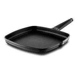 CASTEY - Grill assador de indução, 27 cm, modelo 4-P27, cor preta, cabo removível, frigideira antiaderente de alumínio, distribuição homogénea do calor