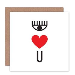 Wee Blue Coo VALENTINE PICTOGRAM LOVE YOU SIMPLE ART GREETINGS GREETING CARD GIFT