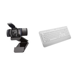 Logitech C920S HD Pro Webcam, Full HD 1080p/30fps Video Calling, Clear Stereo Audio, HD Light Correction, Privacy Shutter & Signature K650 Wireless Keyboard with Wrist Rest, Full-Size
