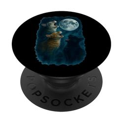 Three Cats Howling At The Moon 3 Cat Moon PopSockets PopGrip Adhesivo