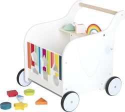 small foot loopstoeltje speelgoedkist olifant gemaakt van hout, met rem en rubberen wieltjes, vanaf 1 jaar, 12535