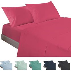 ECOMMERC3 | 4-delat lakanset 180-säng tillverkad 100% tillverkad i Spanien - lakanset med dragkedja, bänkskiva och 2 örngott i 45 x 100 cm, körsbärsfärg