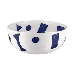 Alessi NF08/38 25 Salad Bowl, Porcelain, White, Blue