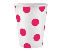 Farbe Magenta Polka Dots Pappbecher (6 Stücke) 250 ml