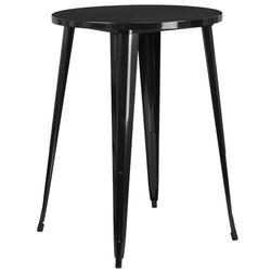 Flash Furniture Philip Commercial Grade - Tavolino Rotondo in Metallo Nero per Interni ed Esterni, Altezza 76,2 cm