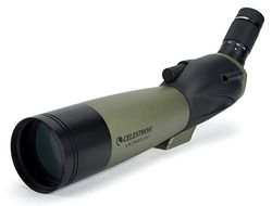 Celestron 52250 Última 20 - 60 x 80 mm, telescópio refletor angular com ótica multicamada, tubo de borracha impermeável e capa de transporte macia, verde