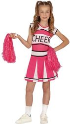 FIESTAS GUIRCA Rosa Cheerleader Kostym för flickor - Rosa Cheerleader Uniform - Kostymer för flickor - Flickor Ålder 7–9 år