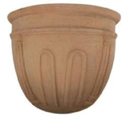 VASO CON RILIEVO IN TERRACOTTA PER PIANTE E FIORI. DIAMETRO CM. 45, ALTEZZA CM. 38 – FATTO A MANO – ACCESSORI CASA/GIARDINO/TERRAZZO - MADE IN ITALY DI VASERIE RINALDI.