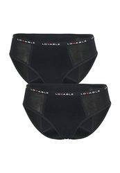 LOVABLE Menstruatiecyclus, rijk, My First Period Panties Bi-Pack Slip (2 stuks), Zwart, 16 jaar