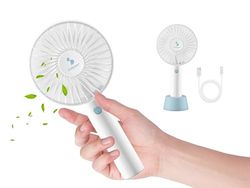 BEPER P206VEN401 Mini Draagbare Oplaadbare Ventilator, 3 Snelheden, Stil, Standaard en USB-kabel Inbegrepen, Wit